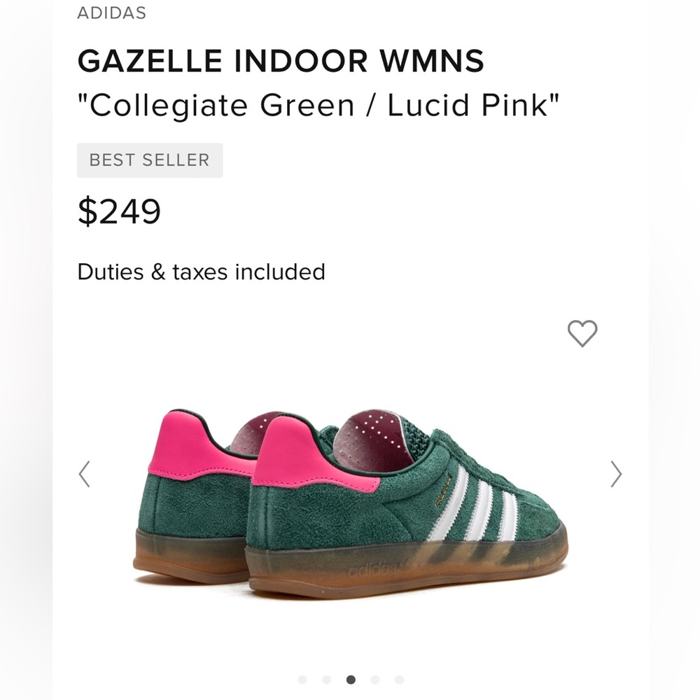 Adidas women’s gazelle indoor collegiate green pink